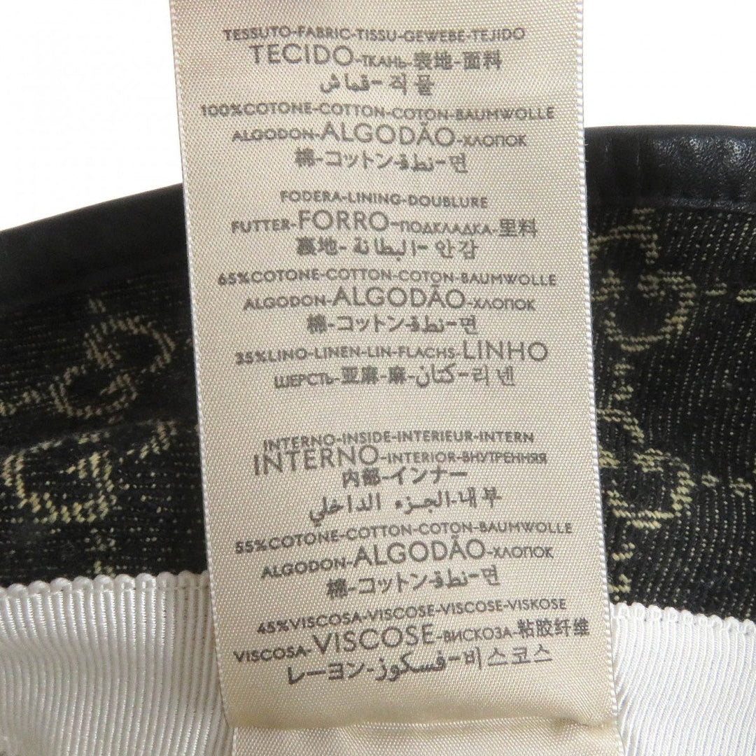 GUCCI hat 576371 Outer: 100% cotton, Lining: 55% cotton, Lining: 45% rayon, Part: Cowhide black mens Used Authentic