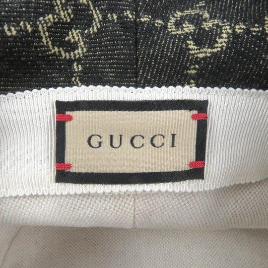 GUCCI hat 576371 Outer: 100% cotton, Lining: 55% cotton, Lining: 45% rayon, Part: Cowhide black mens Used Authentic