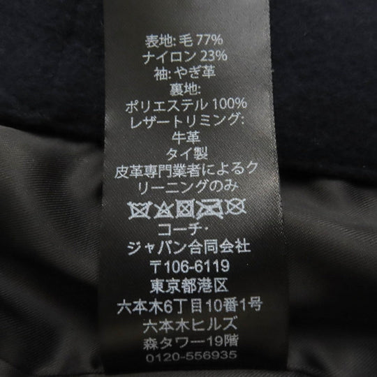 COACH Jacket E1602-3501 Outer: 77% wool, Outer: 23% nylon, Lining: 100% polyester, Part: cowhide, Sleeves: goat leather Navy Ivory mens M Used Authentic