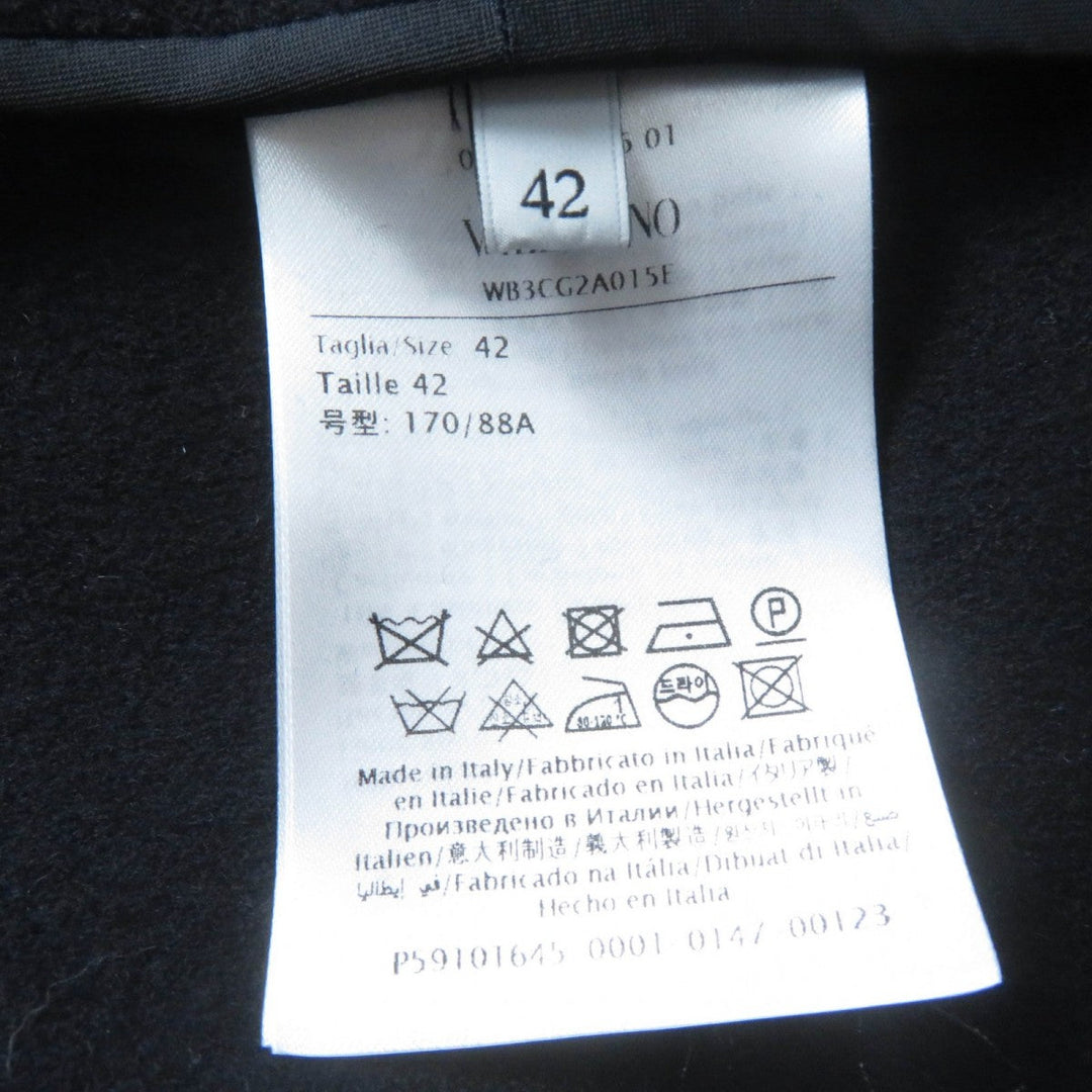 VALENTINO poncho WB3CG2A015E Main: 90% wool, Main: 10% cashmere, Leather: sheepskin, Lining: 100% cupra Dark navy Women 42 Used Authentic