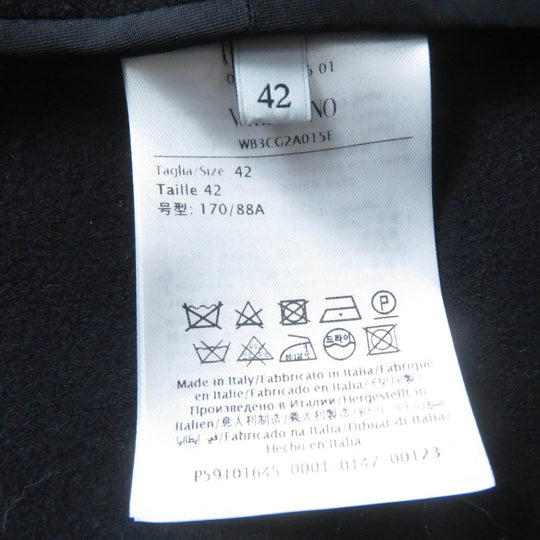 VALENTINO poncho WB3CG2A015E Main: 90% wool, Main: 10% cashmere, Leather: sheepskin, Lining: 100% cupra Dark navy Women 42 Used Authentic