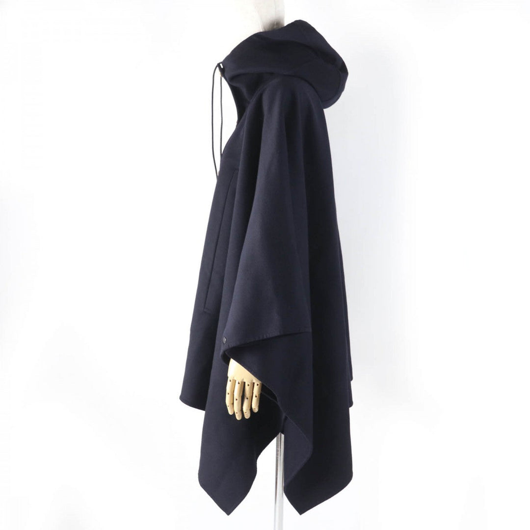 VALENTINO poncho WB3CG2A015E Main: 90% wool, Main: 10% cashmere, Leather: sheepskin, Lining: 100% cupra Dark navy Women 42 Used Authentic