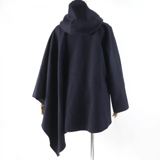 VALENTINO poncho WB3CG2A015E Main: 90% wool, Main: 10% cashmere, Leather: sheepskin, Lining: 100% cupra Dark navy Women 42 Used Authentic