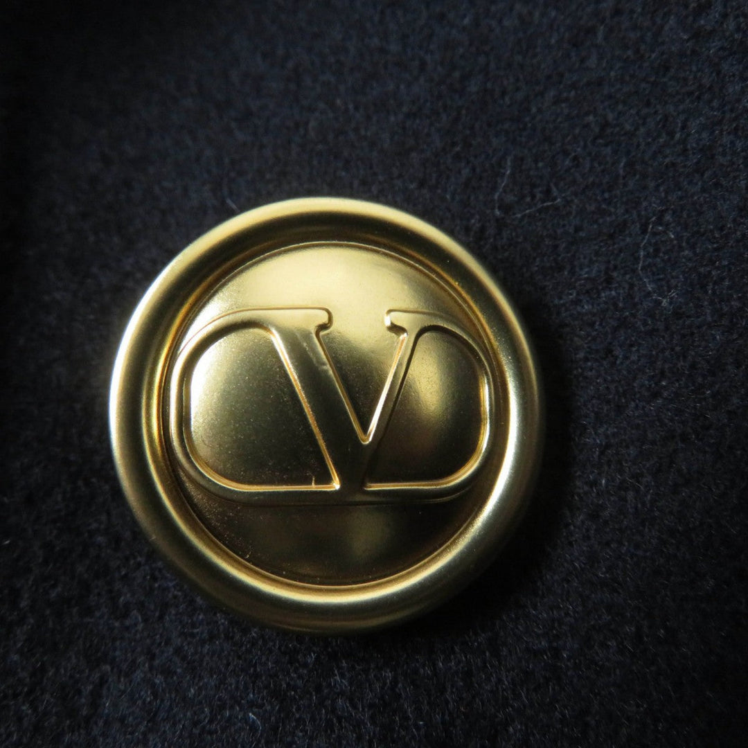 VALENTINO poncho WB3CG2A015E Main: 90% wool, Main: 10% cashmere, Leather: sheepskin, Lining: 100% cupra Dark navy Women 42 Used Authentic