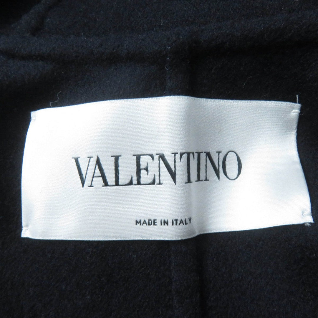 VALENTINO poncho WB3CG2A015E Main: 90% wool, Main: 10% cashmere, Leather: sheepskin, Lining: 100% cupra Dark navy Women 42 Used Authentic