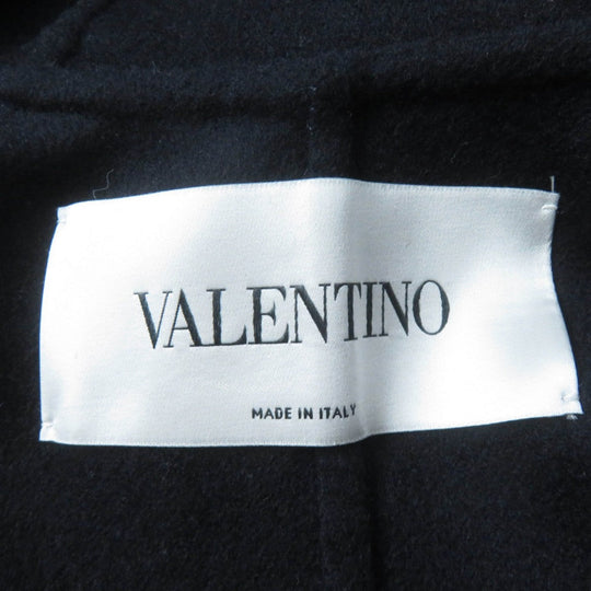 VALENTINO poncho WB3CG2A015E Main: 90% wool, Main: 10% cashmere, Leather: sheepskin, Lining: 100% cupra Dark navy Women 42 Used Authentic