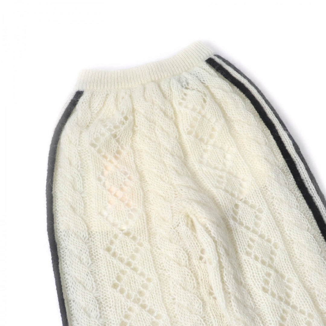 GUCCI Pants 721504 Main: 67% mohair, 28% nylon, 5% wool, part: 64% mohair, 28% nylon, 1% polyurethane, part: 67% mohair, 28% nylon, 5% wool, inner: 75% acetate, 25% silk Ivory black Women XS Used Authentic