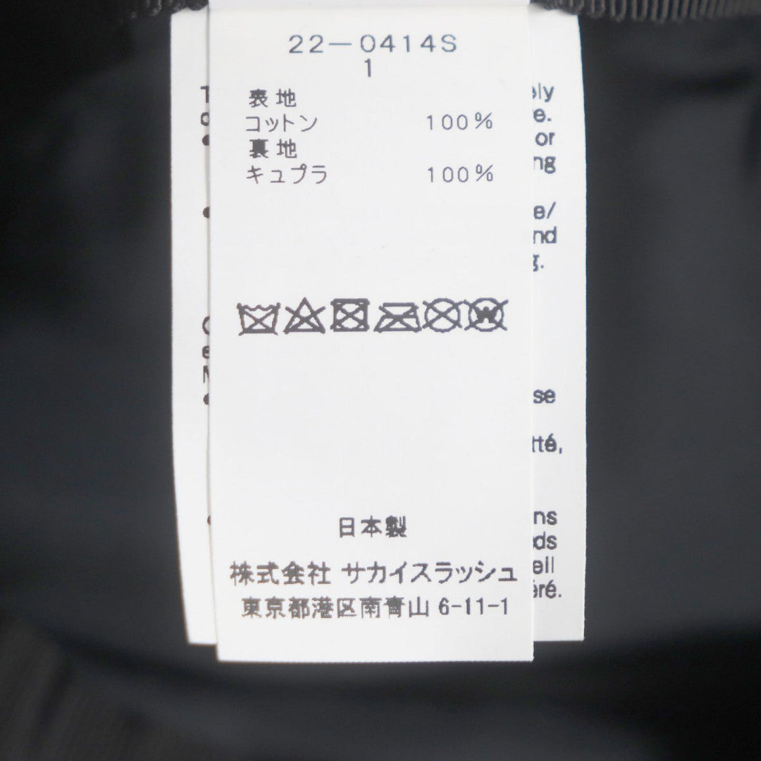 Sacai hat 22-0414S Outer: 100% cotton, Lining: 100% cupra, Leather part: leather black Twill mens 1 Used Authentic