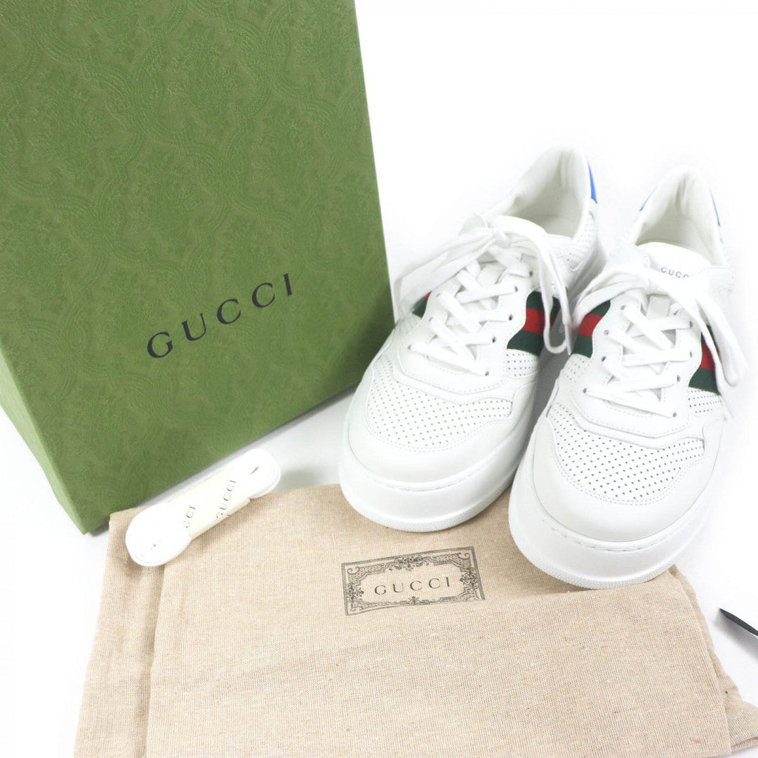 GUCCI Low cut sneakers 669698 Main: Leather white mens 10.5 Used Authentic