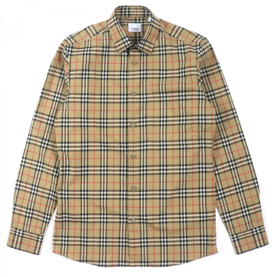 BURBERRY Long sleeve shirt 8070582 Main: 100% cotton Brown mens S Used Authentic