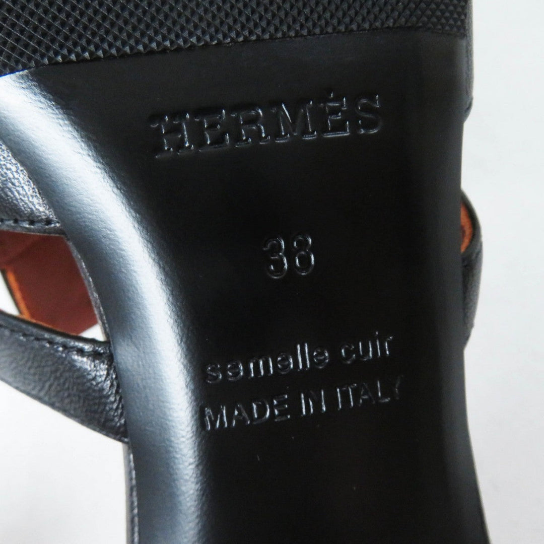 HERMES Sandals Main: Leather black candy Women 38 Used Authentic