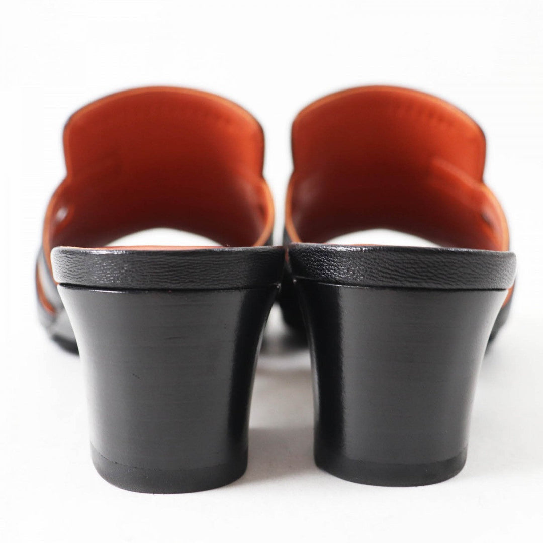 HERMES Sandals Main: Leather black candy Women 38 Used Authentic