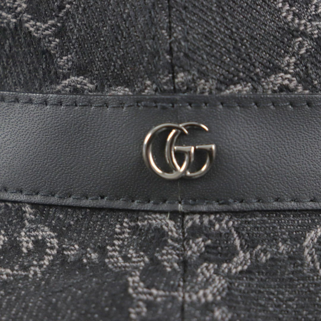 GUCCI hat 768647 Outer: 100% cotton, Lining: 55% cotton, Lining: 45% rayon, Leather part: cowhide black mens L Used Authentic