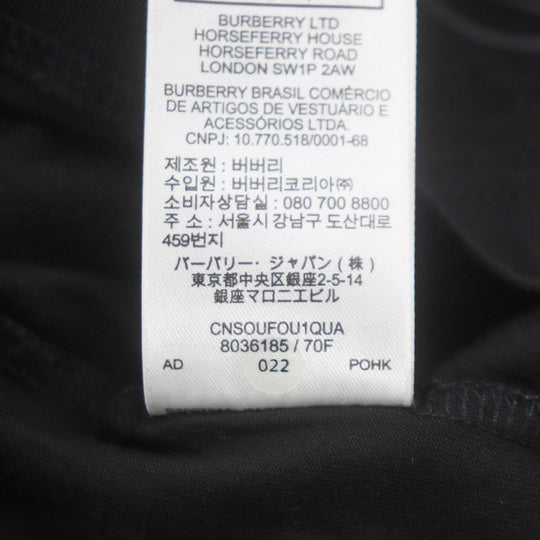BURBERRY Short sleeve T-shirt 8036185 Main: 100% cotton, some parts: 97% cotton, some parts: 3% elastane black mens XS Used Authentic
