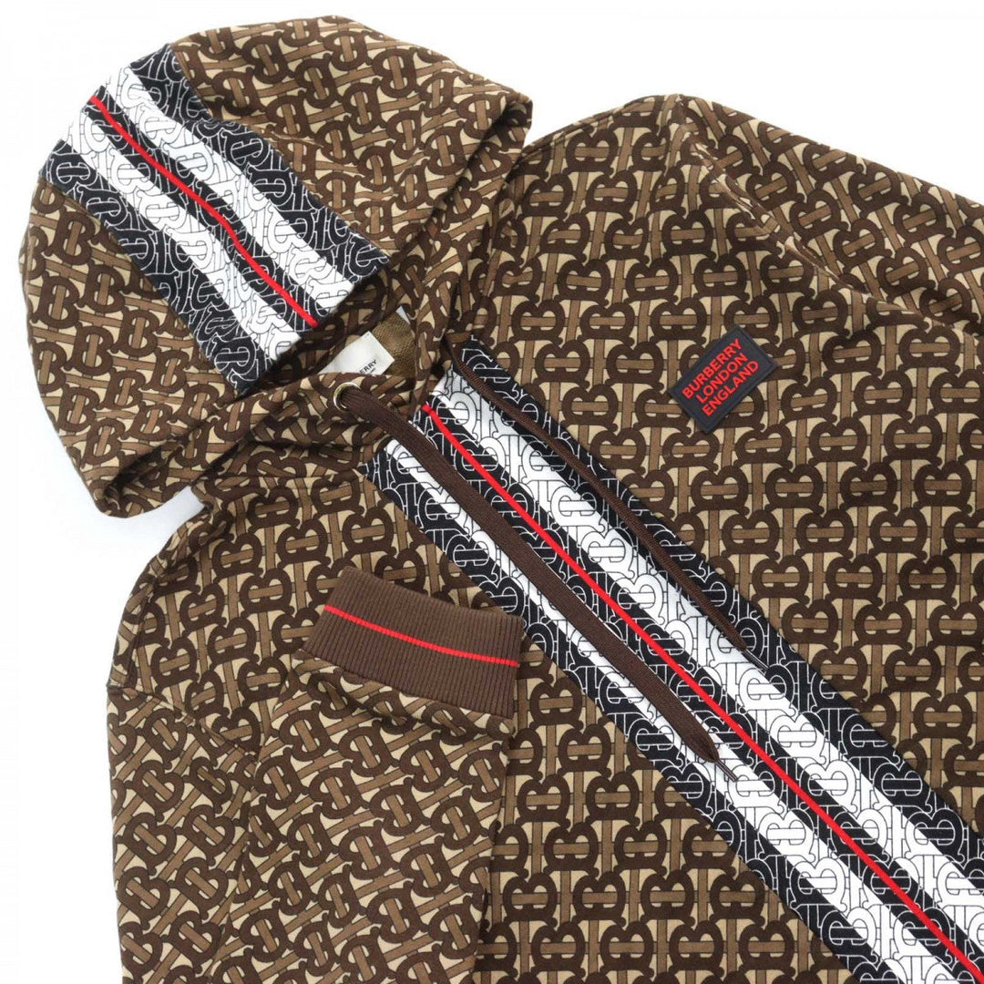 BURBERRY Hoodie 8018241 Main: 100% cotton, some: 96% cotton, some: 3% polyamide, some: 1% elastane Brown type All-over pattern mens M Used Authentic