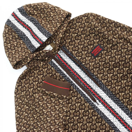 BURBERRY Hoodie 8018241 Main: 100% cotton, some: 96% cotton, some: 3% polyamide, some: 1% elastane Brown type All-over pattern mens M Used Authentic