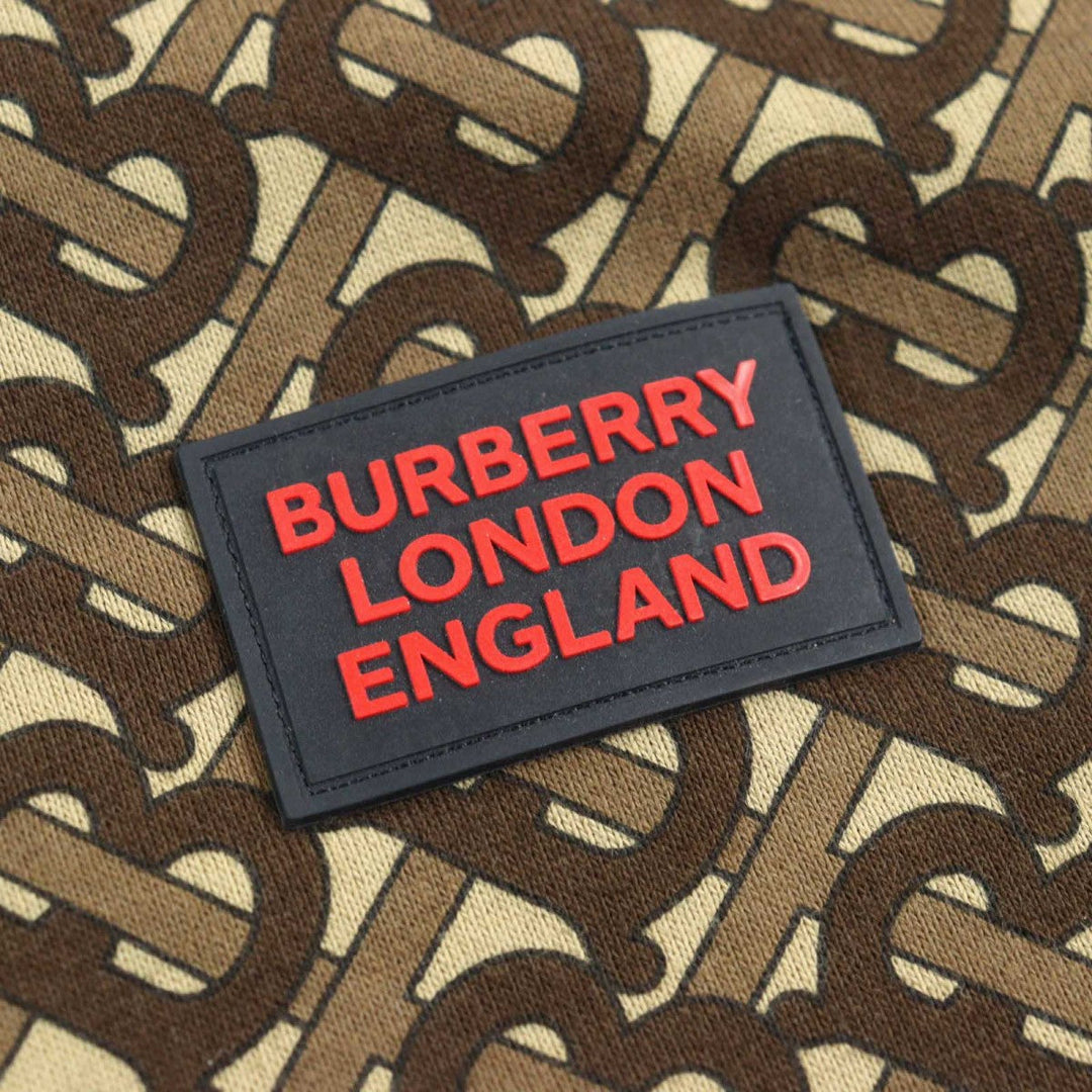 BURBERRY Hoodie 8018241 Main: 100% cotton, some: 96% cotton, some: 3% polyamide, some: 1% elastane Brown type All-over pattern mens M Used Authentic