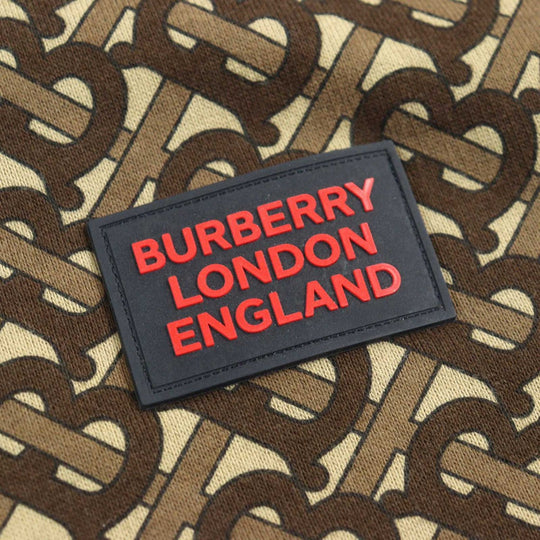 BURBERRY Hoodie 8018241 Main: 100% cotton, some: 96% cotton, some: 3% polyamide, some: 1% elastane Brown type All-over pattern mens M Used Authentic