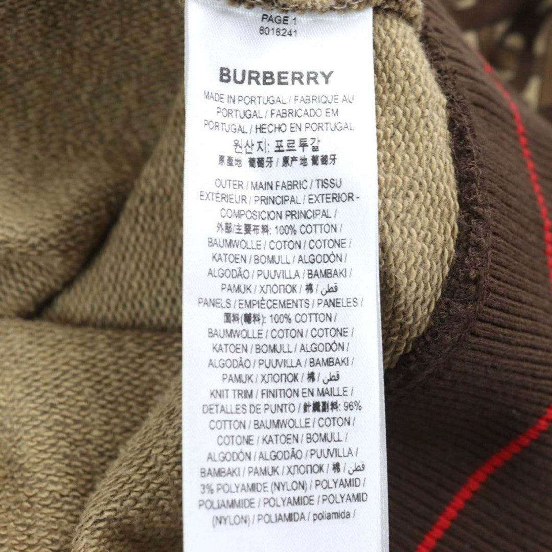 BURBERRY Hoodie 8018241 Main: 100% cotton, some: 96% cotton, some: 3% polyamide, some: 1% elastane Brown type All-over pattern mens M Used Authentic