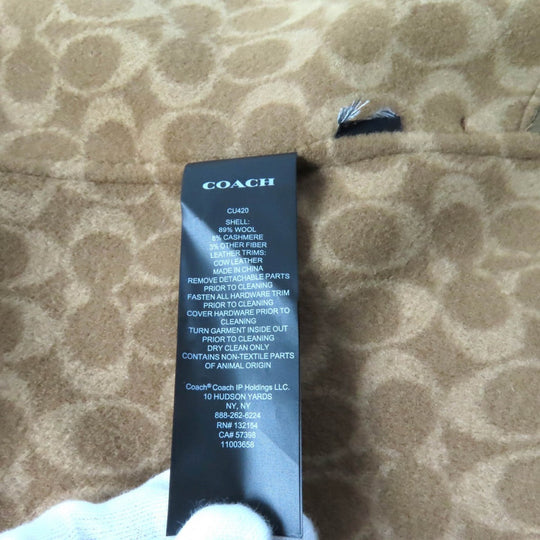 COACH poncho CU420 Main: 89% wool, Main: 8% cashmere, Main: 8% other, Part: cowhide Brown Double-faced wool cape Women XS Used Authentic