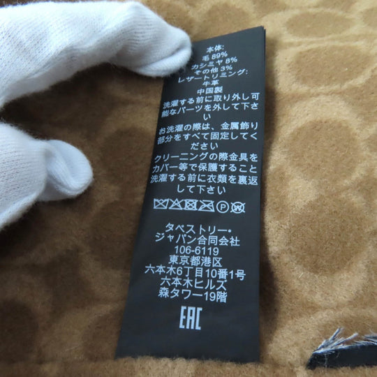 COACH poncho CU420 Main: 89% wool, Main: 8% cashmere, Main: 8% other, Part: cowhide Brown Double-faced wool cape Women XS Used Authentic