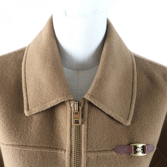 COACH poncho CU420 Main: 89% wool, Main: 8% cashmere, Main: 8% other, Part: cowhide Brown Double-faced wool cape Women XS Used Authentic