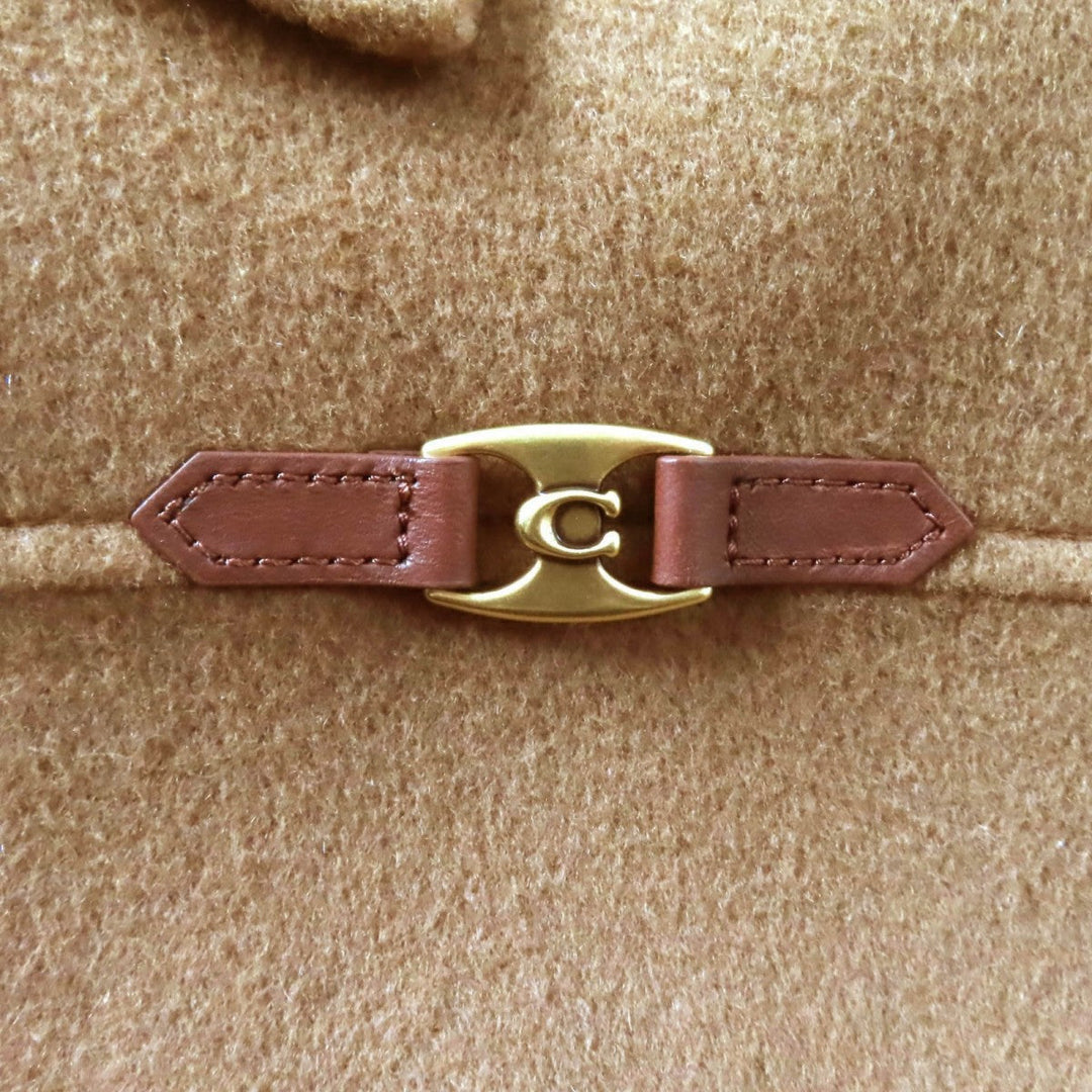 COACH poncho CU420 Main: 89% wool, Main: 8% cashmere, Main: 8% other, Part: cowhide Brown Double-faced wool cape Women XS Used Authentic