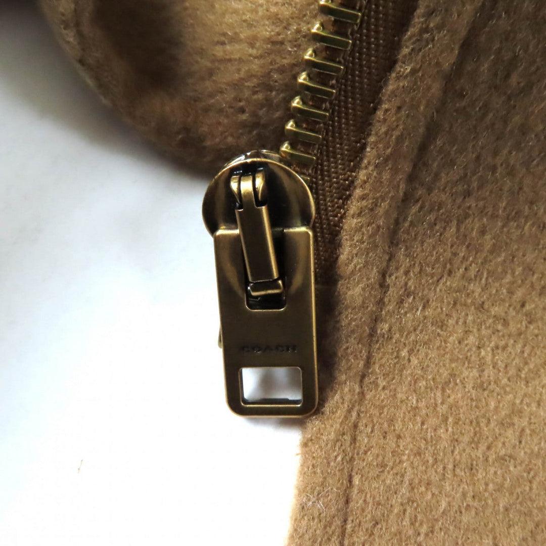 COACH poncho CU420 Main: 89% wool, Main: 8% cashmere, Main: 8% other, Part: cowhide Brown Double-faced wool cape Women XS Used Authentic