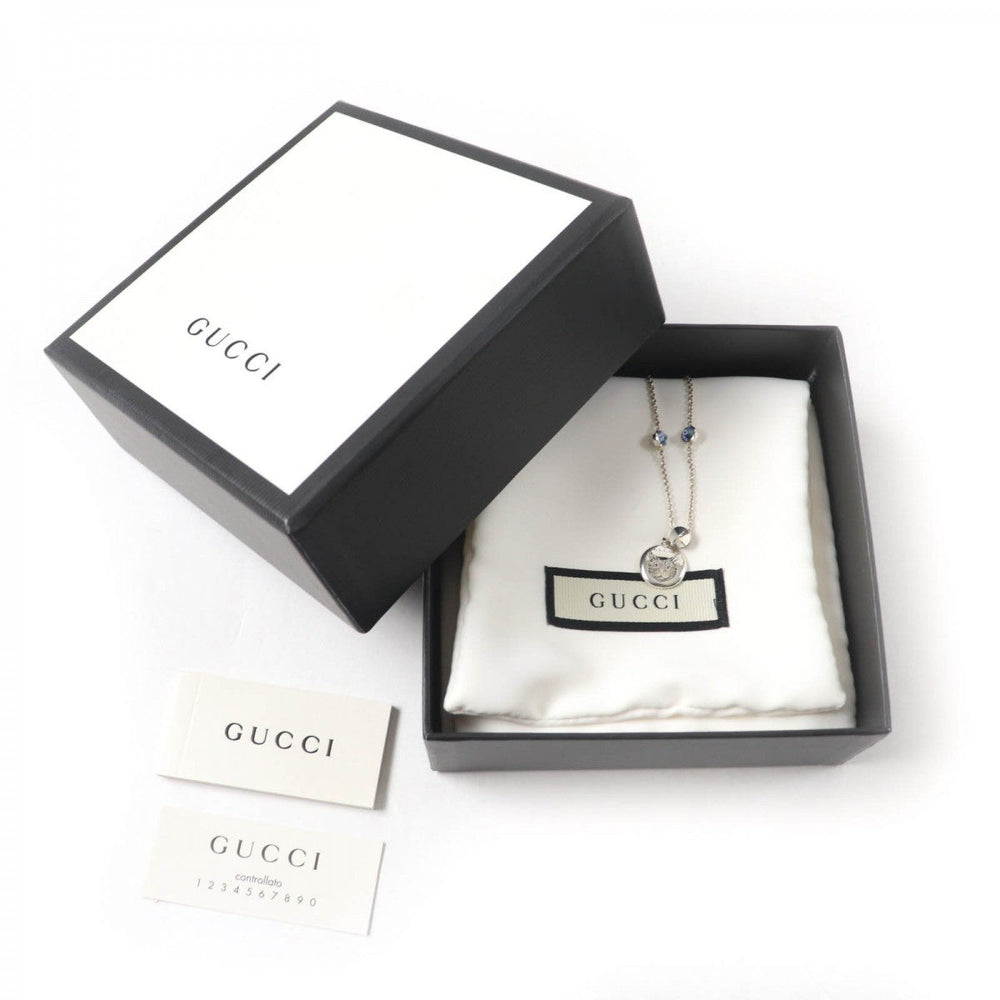 GUCCI Necklace 502170 Main: SV925, Part: Colored stones Silver light blue Blind for Love Necklace Women Used Authentic