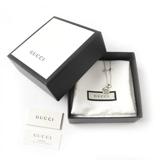 GUCCI Necklace 502170 Main: SV925, Part: Colored stones Silver light blue Blind for Love Necklace Women Used Authentic