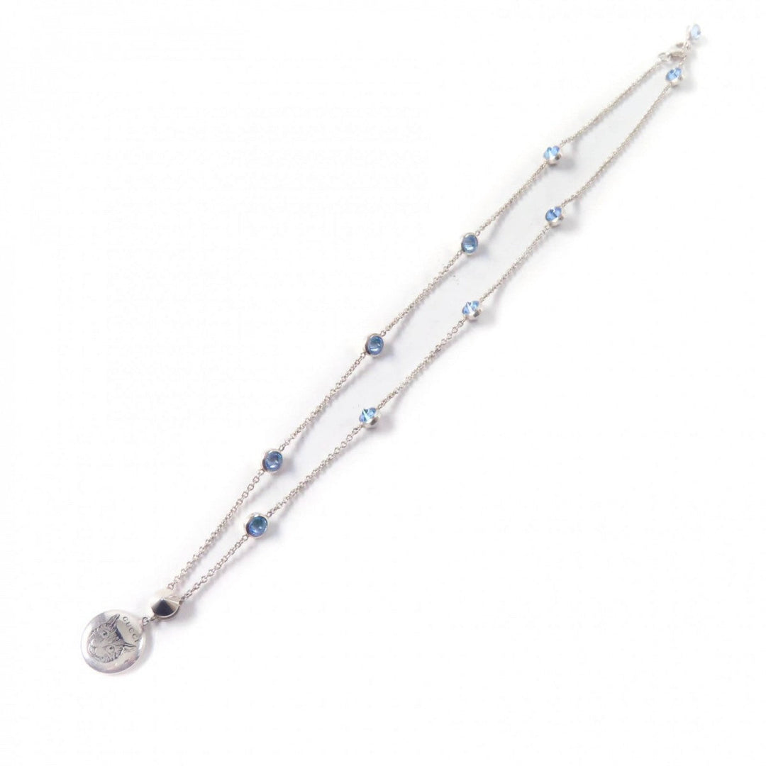 GUCCI Necklace 502170 Main: SV925, Part: Colored stones Silver light blue Blind for Love Necklace Women Used Authentic