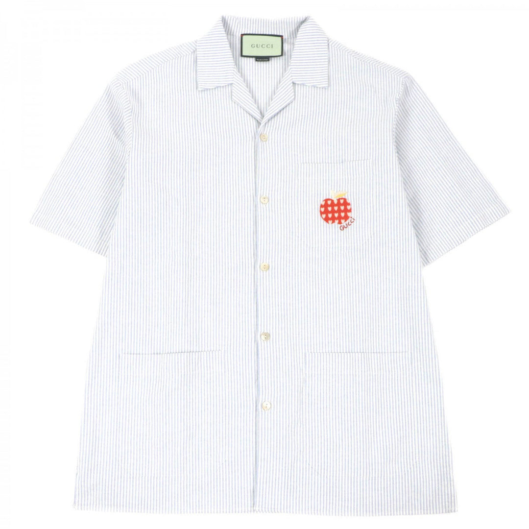 GUCCI Short sleeve shirt 663637 Main: 100% cotton, Part: 100% polyester blue mens 44 Used Authentic