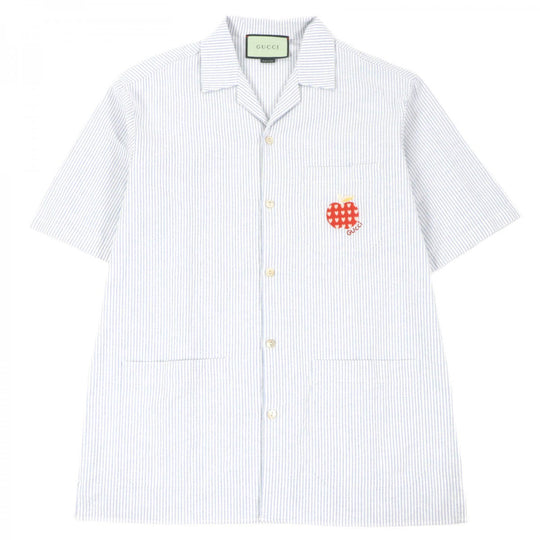 GUCCI Short sleeve shirt 663637 Main: 100% cotton, Part: 100% polyester blue mens 44 Used Authentic