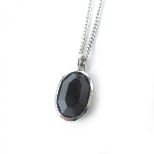 CELINE Necklace 461EH6SSO Main: SV925 , Part: Onyx black Bevel Cut Necklace/Onyx Rhodium Finish Sterling Silver Women Used Authentic