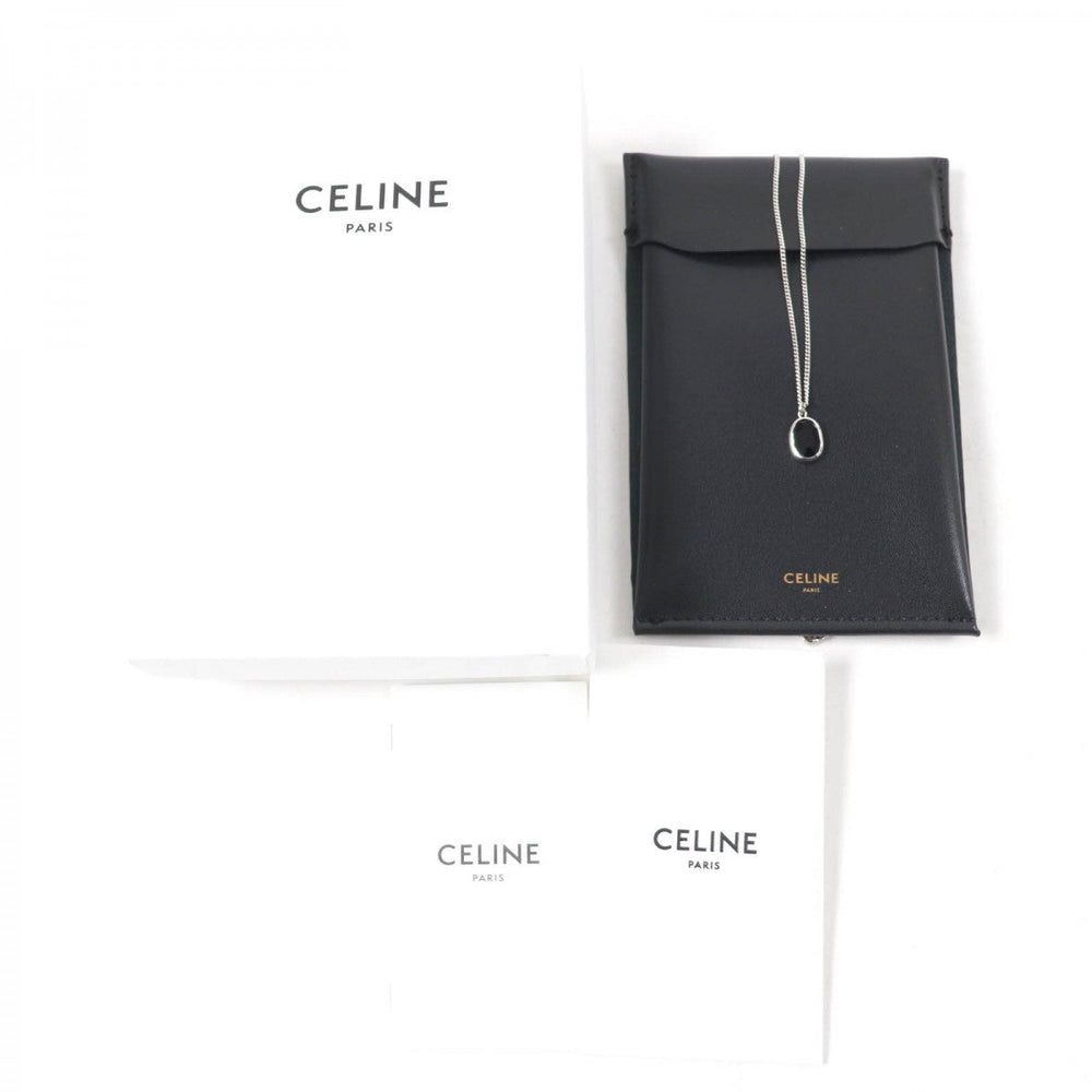 CELINE Necklace 461EH6SSO Main: SV925 , Part: Onyx black Bevel Cut Necklace/Onyx Rhodium Finish Sterling Silver Women Used Authentic