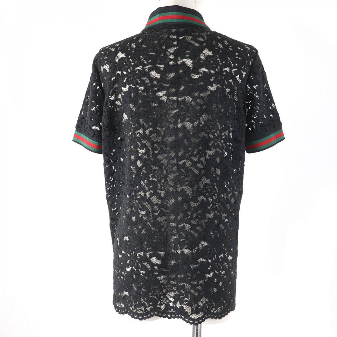 GUCCI Short sleeve polo shirt 434550 Main: 40% cotton, Main: 34% rayon, Main: 26% nylon, Part: 100% polyester black Women L Used Authentic