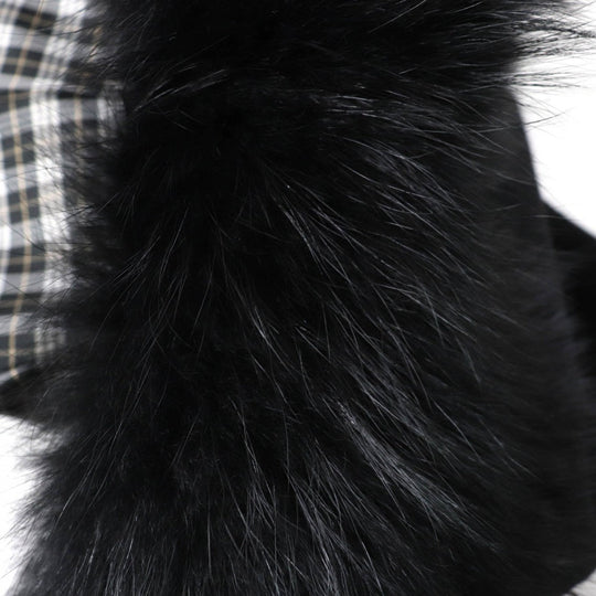 BURBERRY BLUE LABEL trench coat Outer material: 70% wool, Outer material: 30% angora, Fur: raccoon, Part: cowhide, Lining: 100% polyester black Women 38 Used Authentic