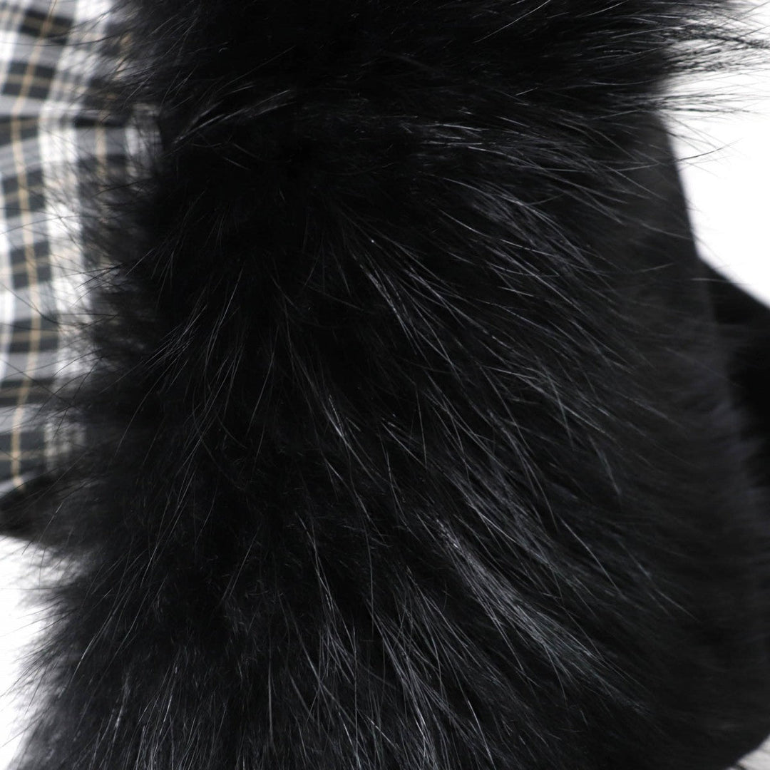 BURBERRY BLUE LABEL trench coat Outer material: 70% wool, Outer material: 30% angora, Fur: raccoon, Part: cowhide, Lining: 100% polyester black Women 38 Used Authentic