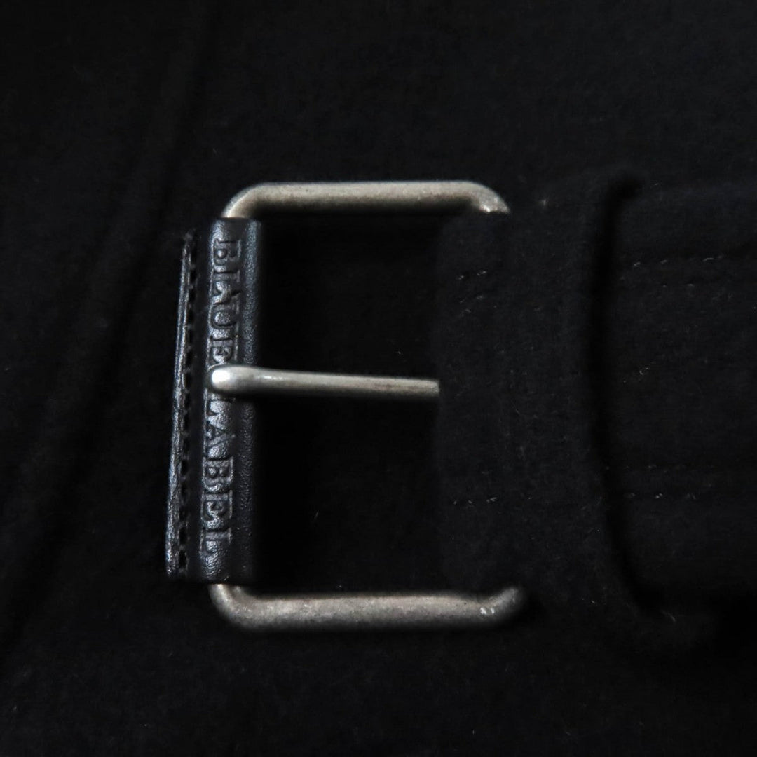 BURBERRY BLUE LABEL trench coat Outer material: 70% wool, Outer material: 30% angora, Fur: raccoon, Part: cowhide, Lining: 100% polyester black Women 38 Used Authentic