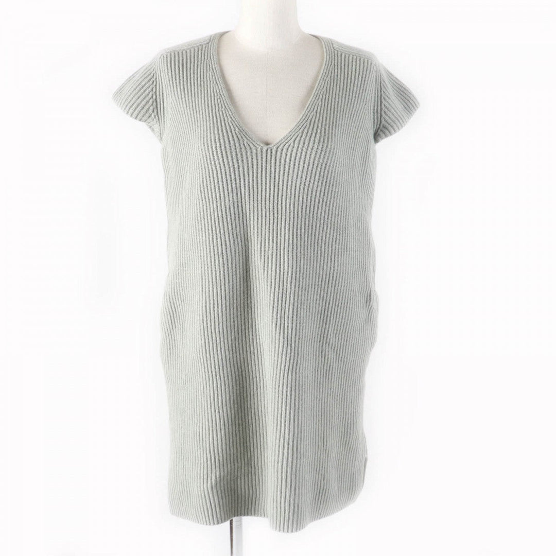HERMES one piece Main: 80% wool, Main: 20% cashmere gray Women 36 Used Authentic
