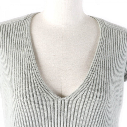 HERMES one piece Main: 80% wool, Main: 20% cashmere gray Women 36 Used Authentic