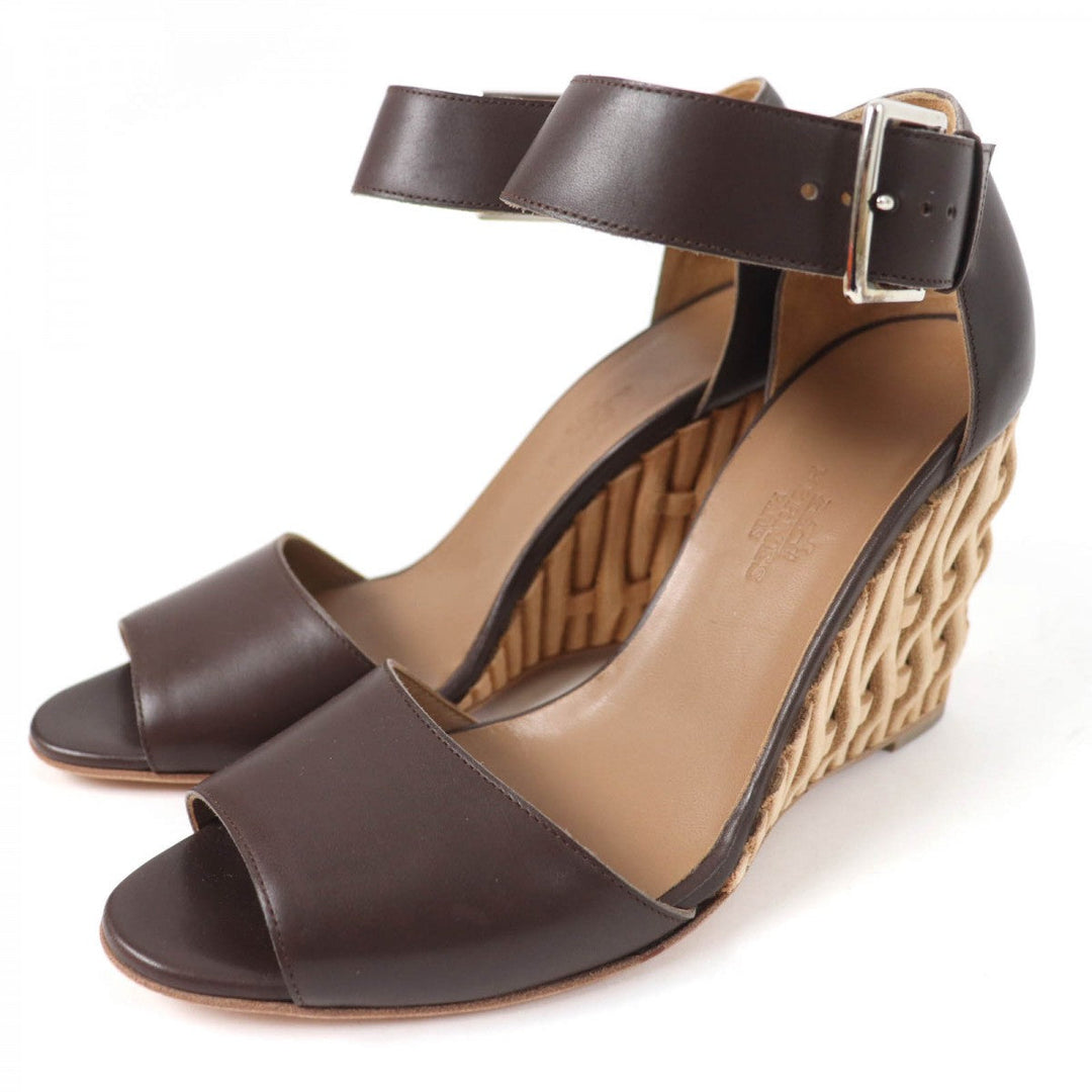 HERMES Sandals Main: Leather Dark brown Women 36.5 Used Authentic