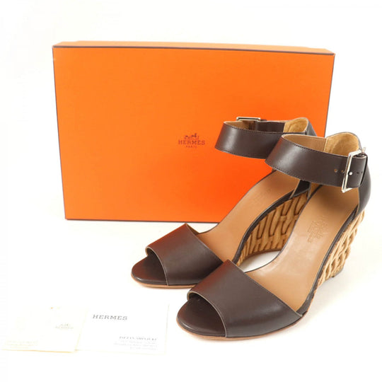 HERMES Sandals Main: Leather Dark brown Women 36.5 Used Authentic