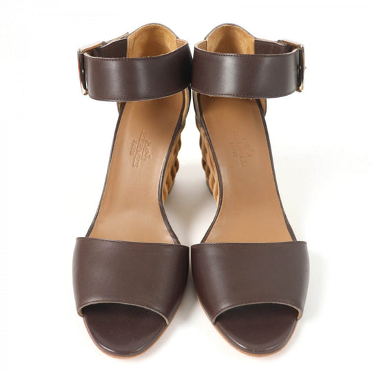 HERMES Sandals Main: Leather Dark brown Women 36.5 Used Authentic