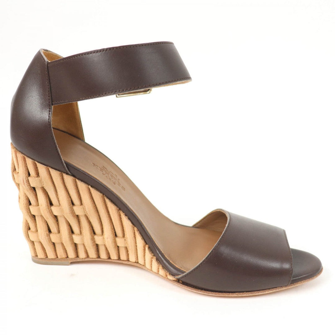 HERMES Sandals Main: Leather Dark brown Women 36.5 Used Authentic