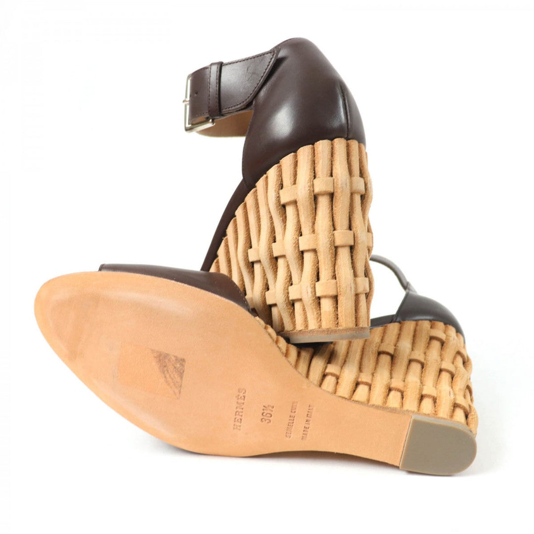 HERMES Sandals Main: Leather Dark brown Women 36.5 Used Authentic