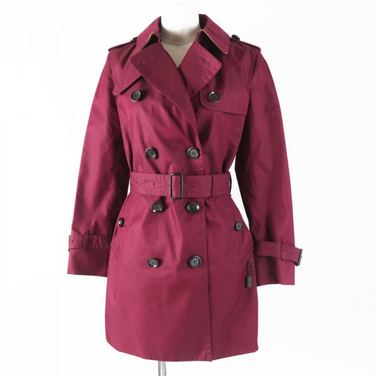 COACH trench coat F34025 Outer material: 68% cotton, Outer material: 32% polyester, Lining: 100% polyester, Leather part: cowhide wine-red Women XS Used Authentic