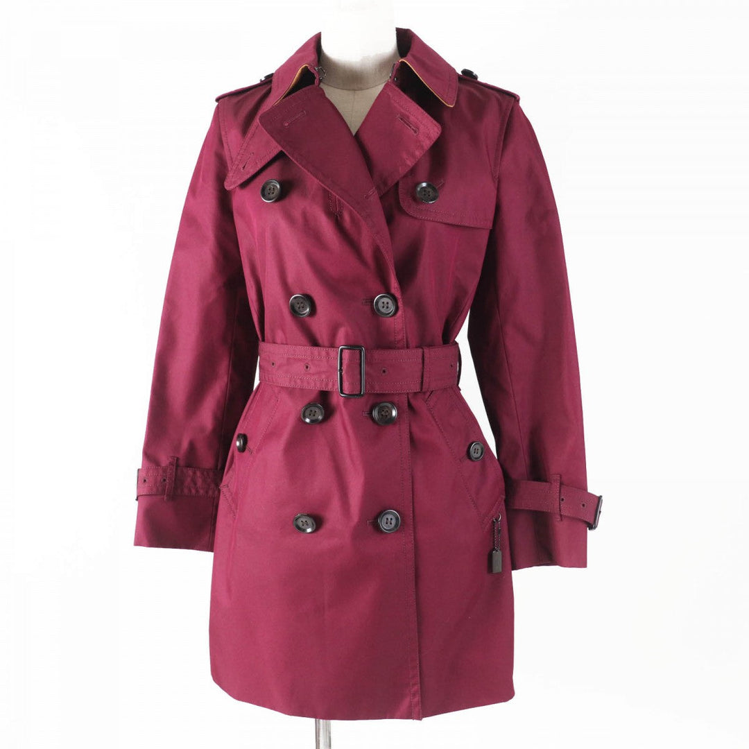 COACH trench coat F34025 Outer material: 68% cotton, Outer material: 32% polyester, Lining: 100% polyester, Leather part: cowhide wine-red Women XS Used Authentic