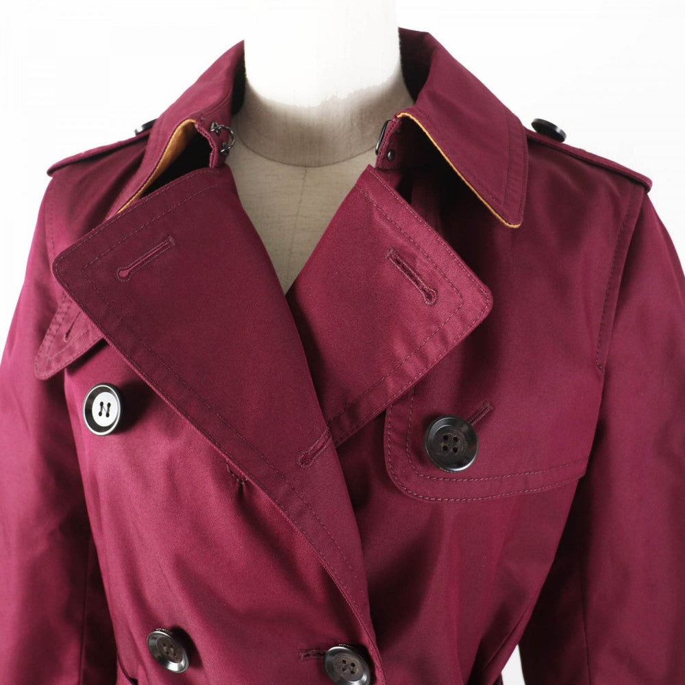 COACH trench coat F34025 Outer material: 68% cotton, Outer material: 32% polyester, Lining: 100% polyester, Leather part: cowhide wine-red Women XS Used Authentic