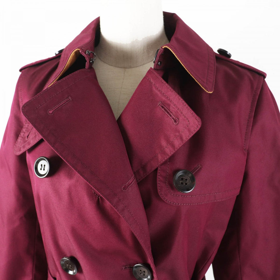 COACH trench coat F34025 Outer material: 68% cotton, Outer material: 32% polyester, Lining: 100% polyester, Leather part: cowhide wine-red Women XS Used Authentic
